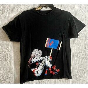 DC Comic Harley Quinn Graphic T-Shirt Black Men's Size M Medium Pre-Owned